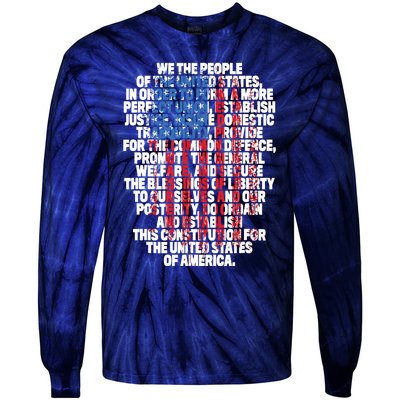 US Constitution We The People With Vintage Flag Tie-Dye Long Sleeve Shirt