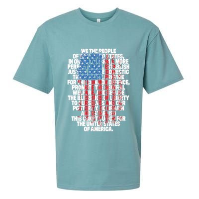 US Constitution We The People With Vintage Flag Sueded Cloud Jersey T-Shirt