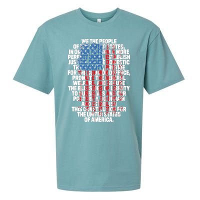 US Constitution We The People With Vintage Flag Sueded Cloud Jersey T-Shirt