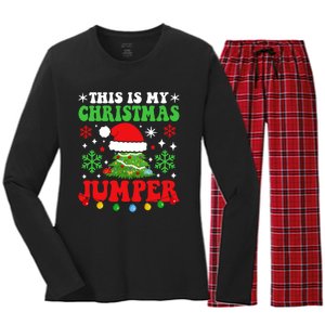 Ugly Christmas Xmas Party This Is My Christmas Jumper Gift Women's Long Sleeve Flannel Pajama Set 