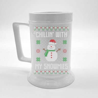 Ugly Christmas Xmas Snow Chillin With My Snowmies Great Gift Beer Stein