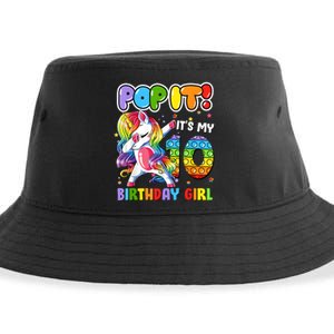 Unicorn Dabbing 10 Years Old 10th Birthday Pop It Fidget Girl Sustainable Bucket Hat