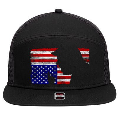 Upside Down American Flag President Donald Trump Gift 7 Panel Mesh Trucker Snapback Hat