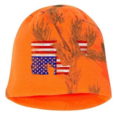 Upside Down American Flag President Donald Trump Gift Kati - Camo Knit Beanie