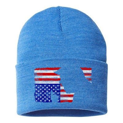 Upside Down American Flag President Donald Trump Gift Sustainable Knit Beanie