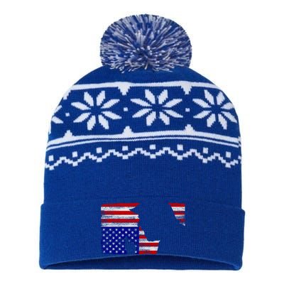 Upside Down American Flag President Donald Trump Gift USA-Made Snowflake Beanie