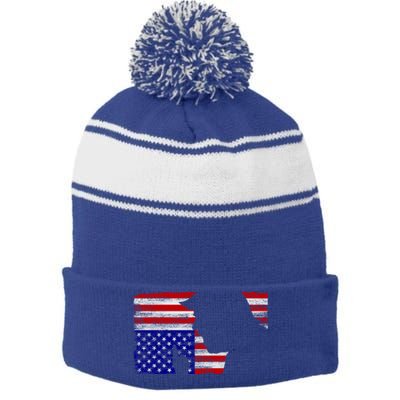 Upside Down American Flag President Donald Trump Gift Stripe Pom Pom Beanie