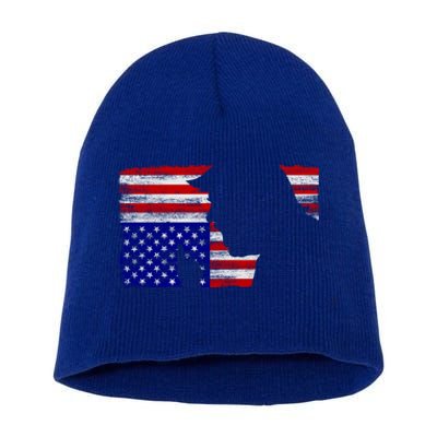 Upside Down American Flag President Donald Trump Gift Short Acrylic Beanie