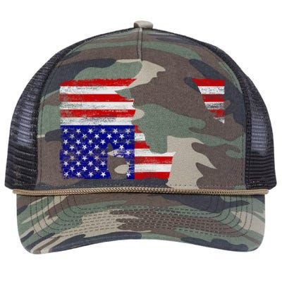 Upside Down American Flag President Donald Trump Gift Retro Rope Trucker Hat Cap