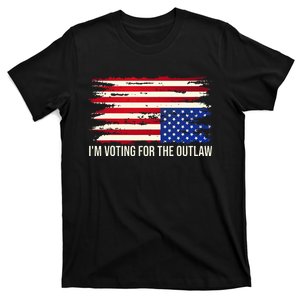 Upside Down American Flag Distress IM Voting For The Outlaw T-Shirt