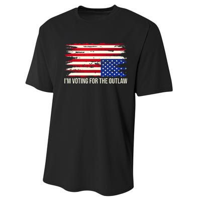 Upside Down American Flag Distress IM Voting For The Outlaw Performance Sprint T-Shirt