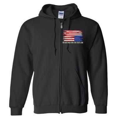 Upside Down American Flag Distress IM Voting For The Outlaw Full Zip Hoodie