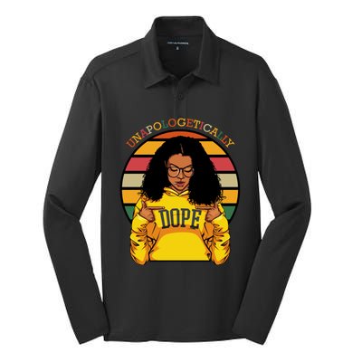 Unapologetically Dope Afro Pride Black History Month Gift Silk Touch Performance Long Sleeve Polo