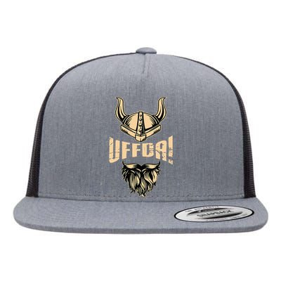 Uff Da American Norwegian Quote Roots Viking Helmet Beard Flat Bill Trucker Hat