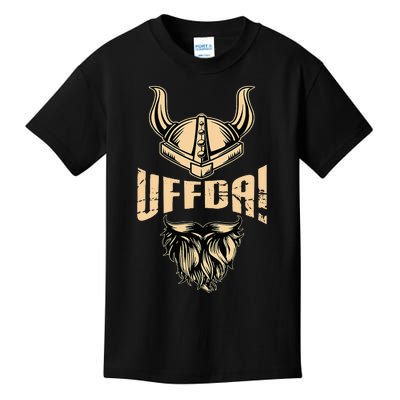 Uff Da American Norwegian Quote Roots Viking Helmet Beard Kids T-Shirt