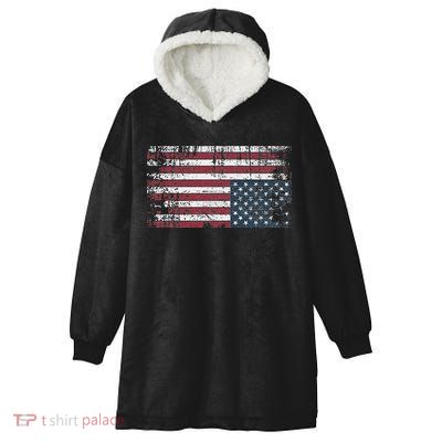Upside Down American Flag Vintage Upside Down Usa Flag Hooded Wearable Blanket