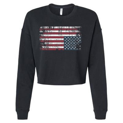 Upside Down American Flag Vintage Upside Down Usa Flag Cropped Pullover Crew