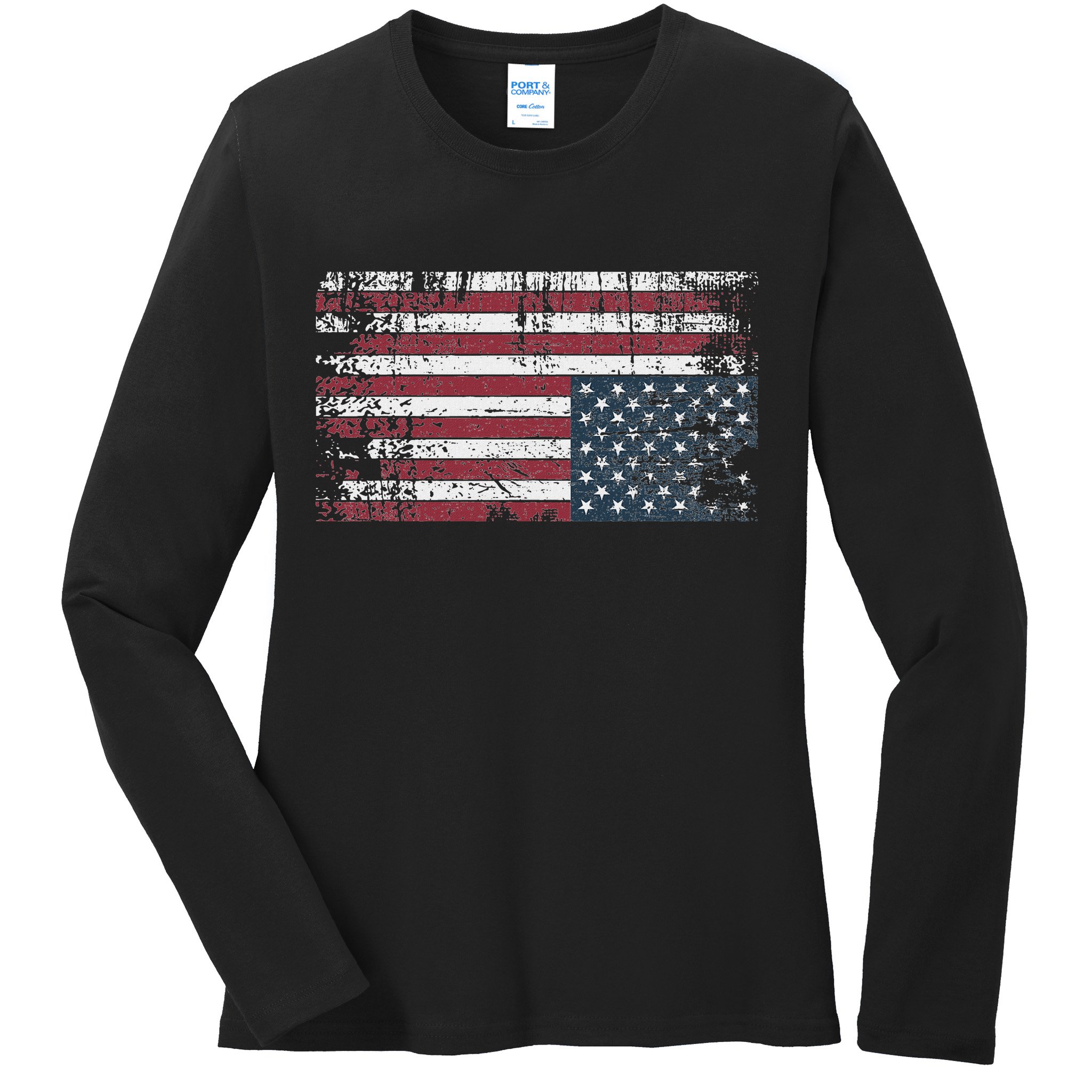 Upside Down American Flag Vintage Upside Down Usa Flag Ladies Long Sleeve Shirt