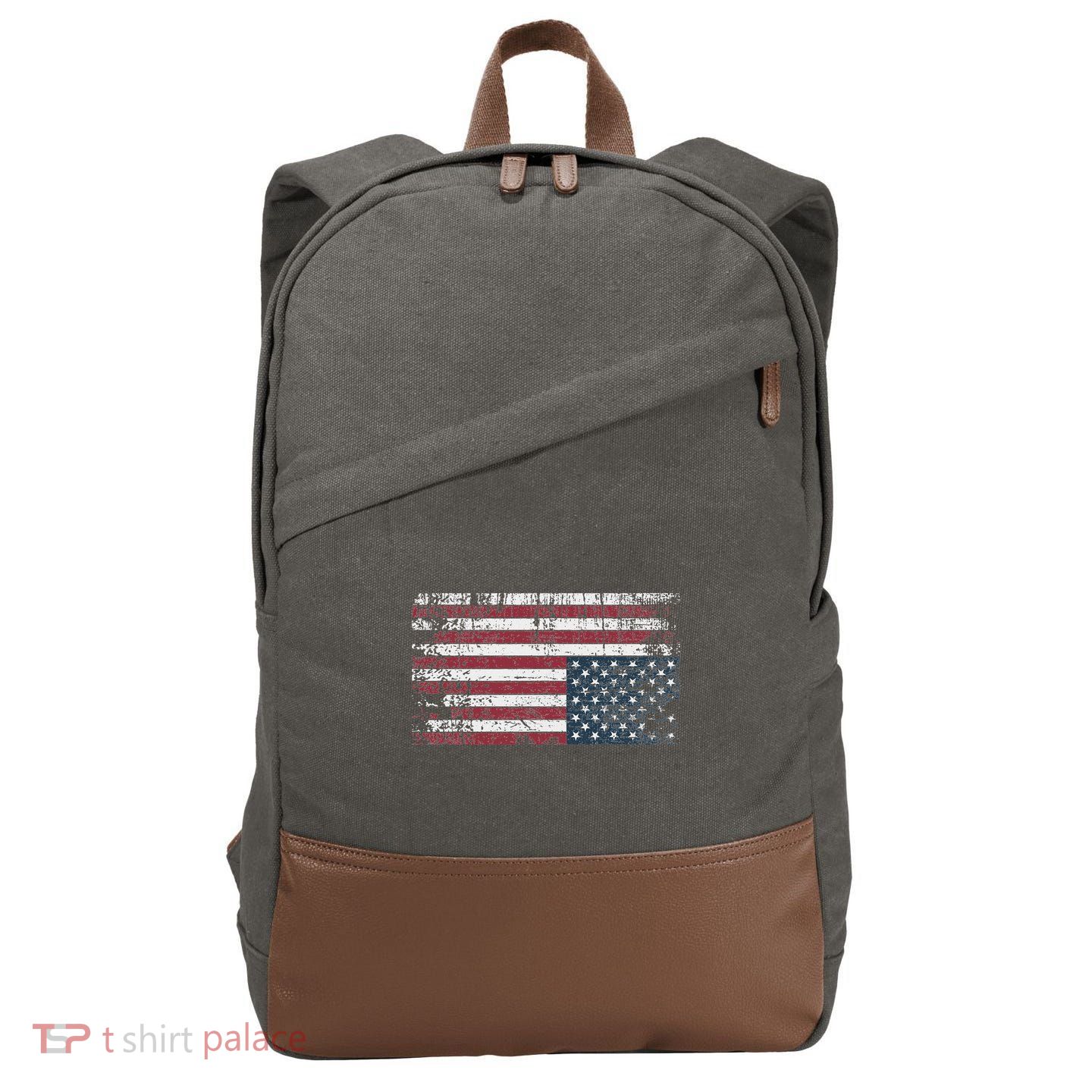 Upside Down American Flag Vintage Upside Down Usa Flag Cotton Canvas Backpack