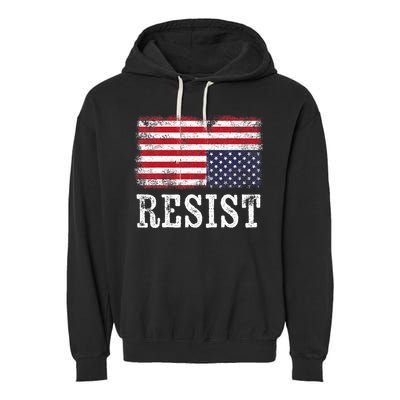 Upside Down American Flag Resist Distress United States Usa Garment-Dyed Fleece Hoodie