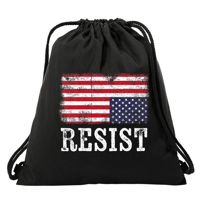 Upside Down American Flag Resist Distress United States Usa Drawstring Bag
