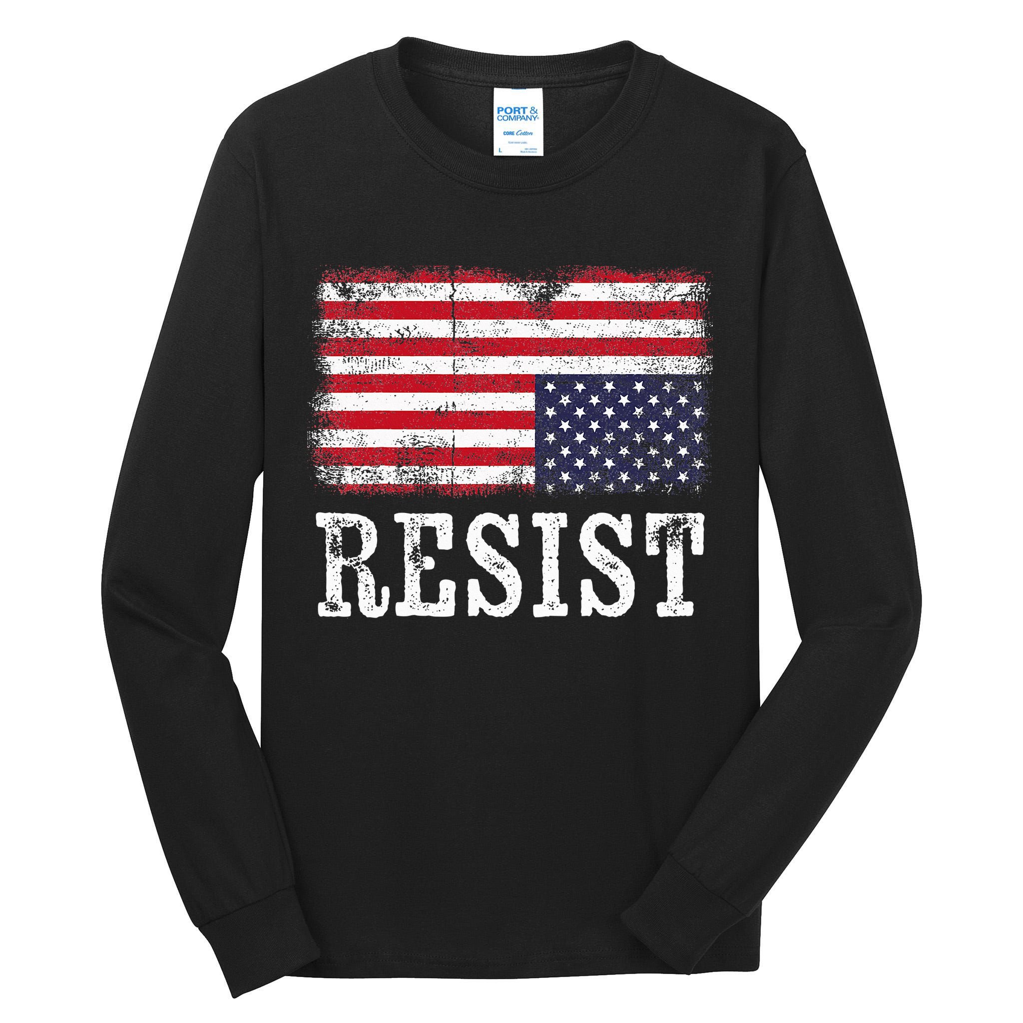 Upside Down American Flag Resist Distress United States Usa Tall Long Sleeve T-Shirt