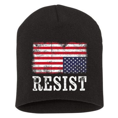 Upside Down American Flag Resist Distress United States Usa Short Acrylic Beanie