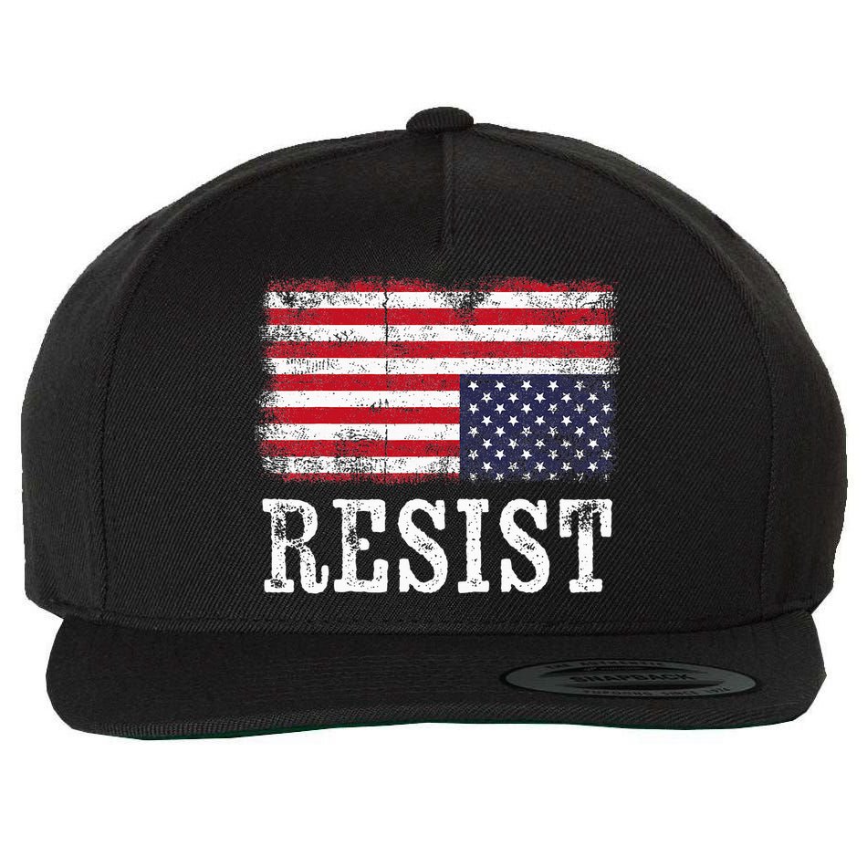 Upside Down American Flag Resist Distress United States Usa Wool Snapback Cap