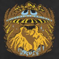 UFO Dinosaur Abduction 7 Panel Mesh Trucker Snapback Hat