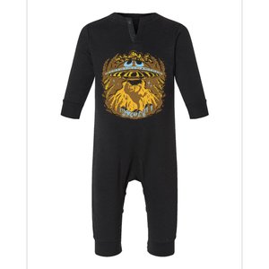 UFO Dinosaur Abduction Infant Fleece One Piece