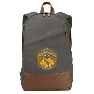 UFO Dinosaur Abduction Cotton Canvas Backpack