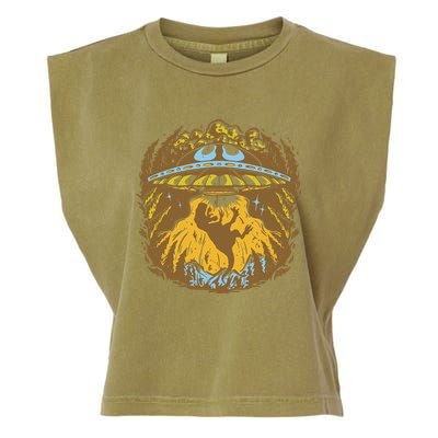 UFO Dinosaur Abduction Garment-Dyed Women's Muscle Tee