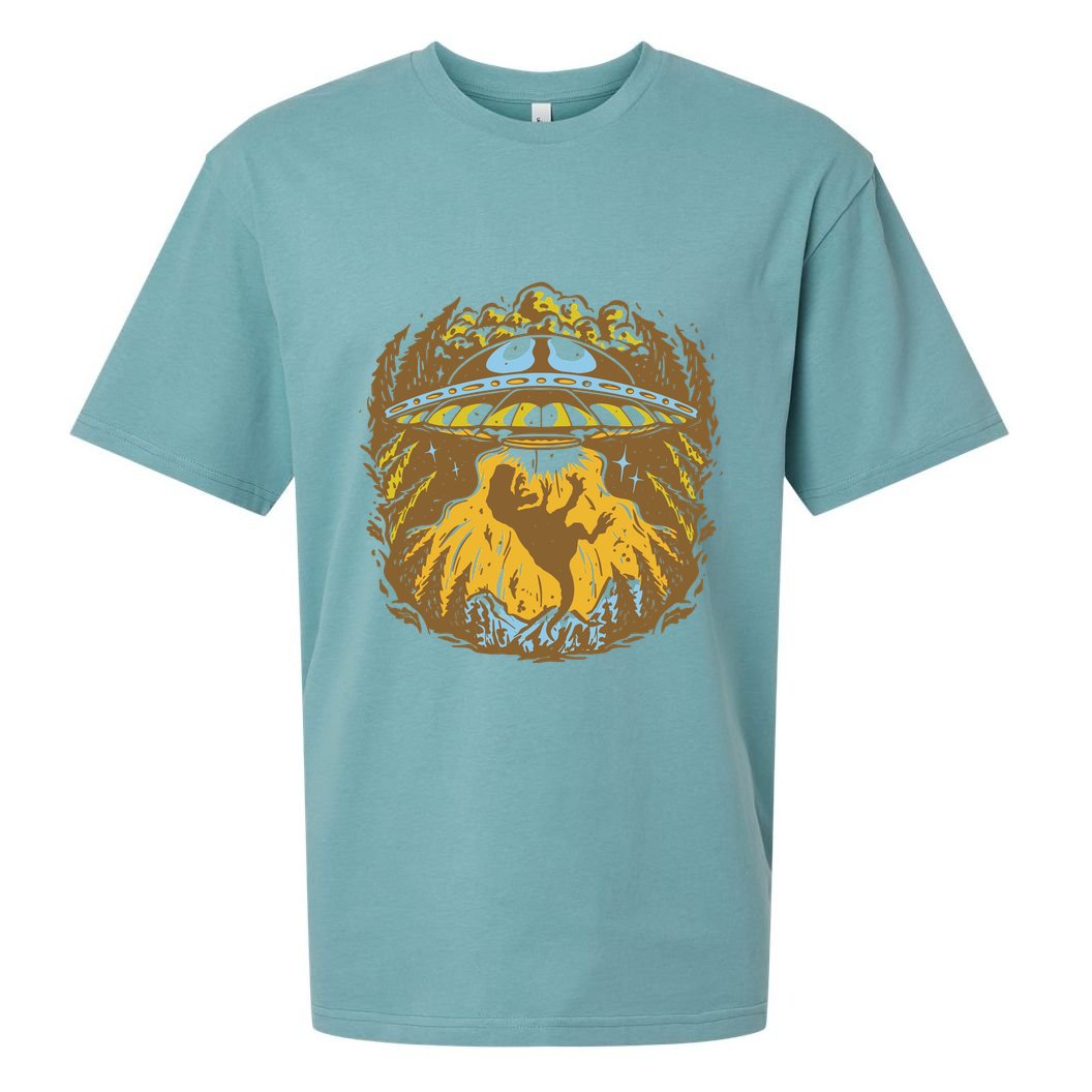 UFO Dinosaur Abduction Sueded Cloud Jersey T-Shirt
