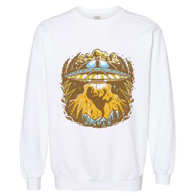UFO Dinosaur Abduction Garment-Dyed Sweatshirt