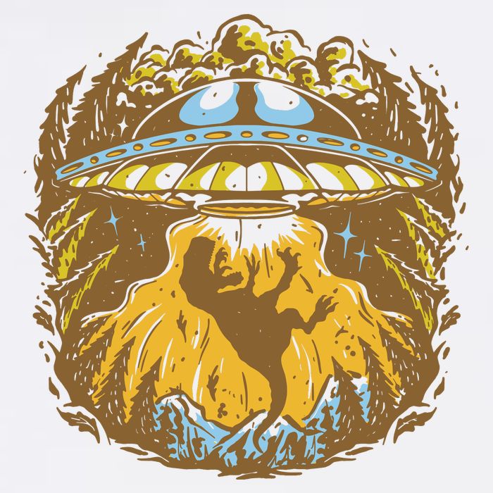 UFO Dinosaur Abduction Garment-Dyed Heavyweight T-Shirt