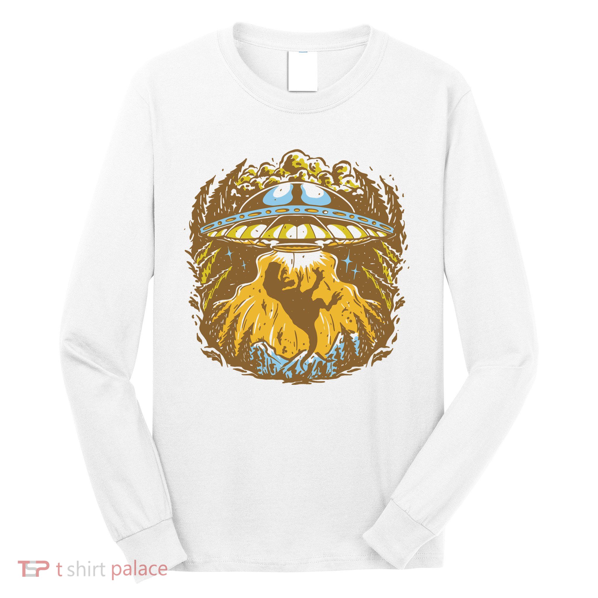 UFO Dinosaur Abduction Long Sleeve Shirt