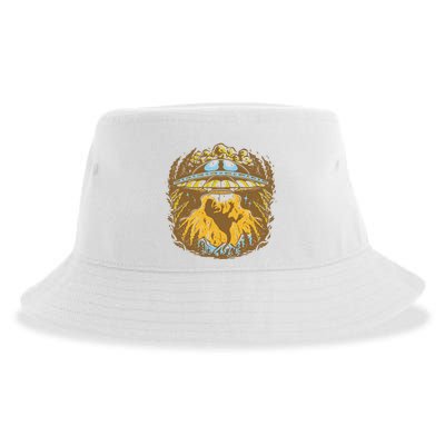 UFO Dinosaur Abduction Sustainable Bucket Hat