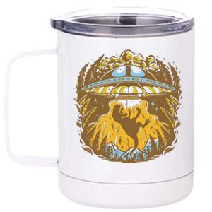 UFO Dinosaur Abduction 12 oz Stainless Steel Tumbler Cup