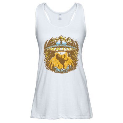 UFO Dinosaur Abduction Ladies Essential Flowy Tank