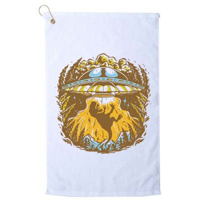 UFO Dinosaur Abduction Golf Towel