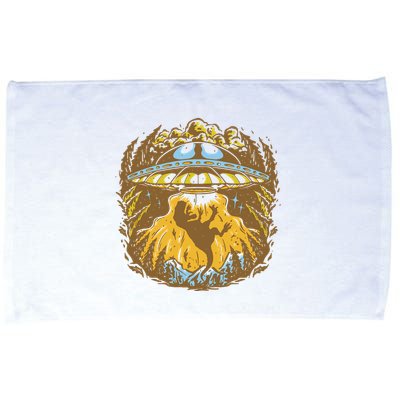UFO Dinosaur Abduction Microfiber Hand Towel