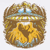 UFO Dinosaur Abduction Women's V-Neck T-Shirt