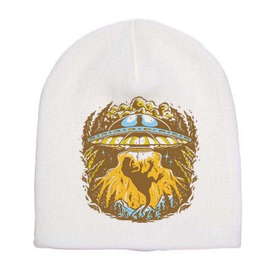 UFO Dinosaur Abduction Short Acrylic Beanie