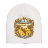 UFO Dinosaur Abduction Short Acrylic Beanie