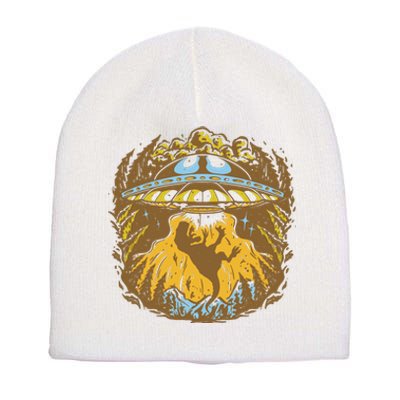 UFO Dinosaur Abduction Short Acrylic Beanie