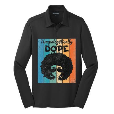 Unapologetically Dope Afro Black History Juneteenth Silk Touch Performance Long Sleeve Polo