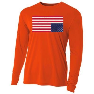 Upside Down American Flag Vintage Cooling Performance Long Sleeve Crew