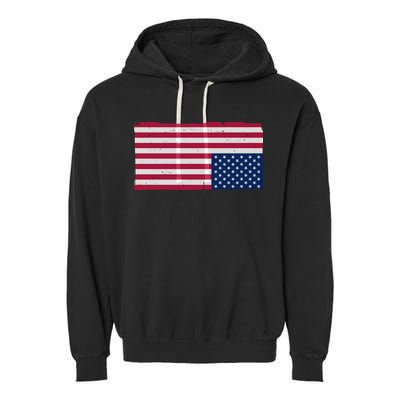 Upside Down American Flag Vintage Garment-Dyed Fleece Hoodie
