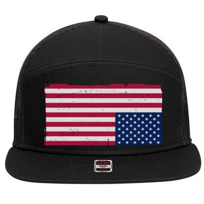 Upside Down American Flag Vintage 7 Panel Mesh Trucker Snapback Hat