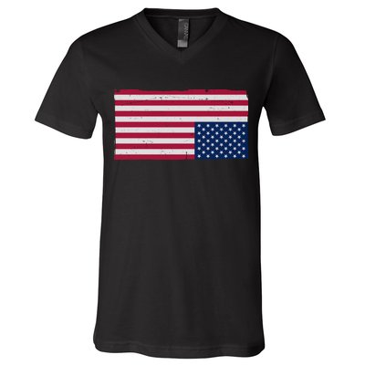 Upside Down American Flag Vintage V-Neck T-Shirt